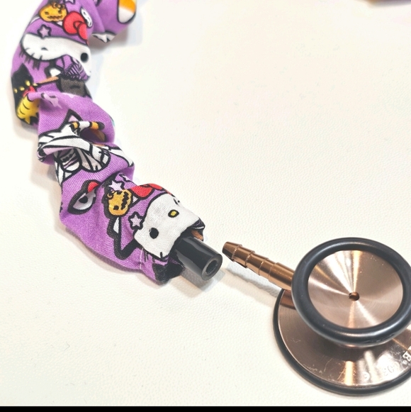 Handmade Purple Hello Kitty Halloween Stethoscope Sleeve: Washable Cotton Cover - Picture 5 of 8